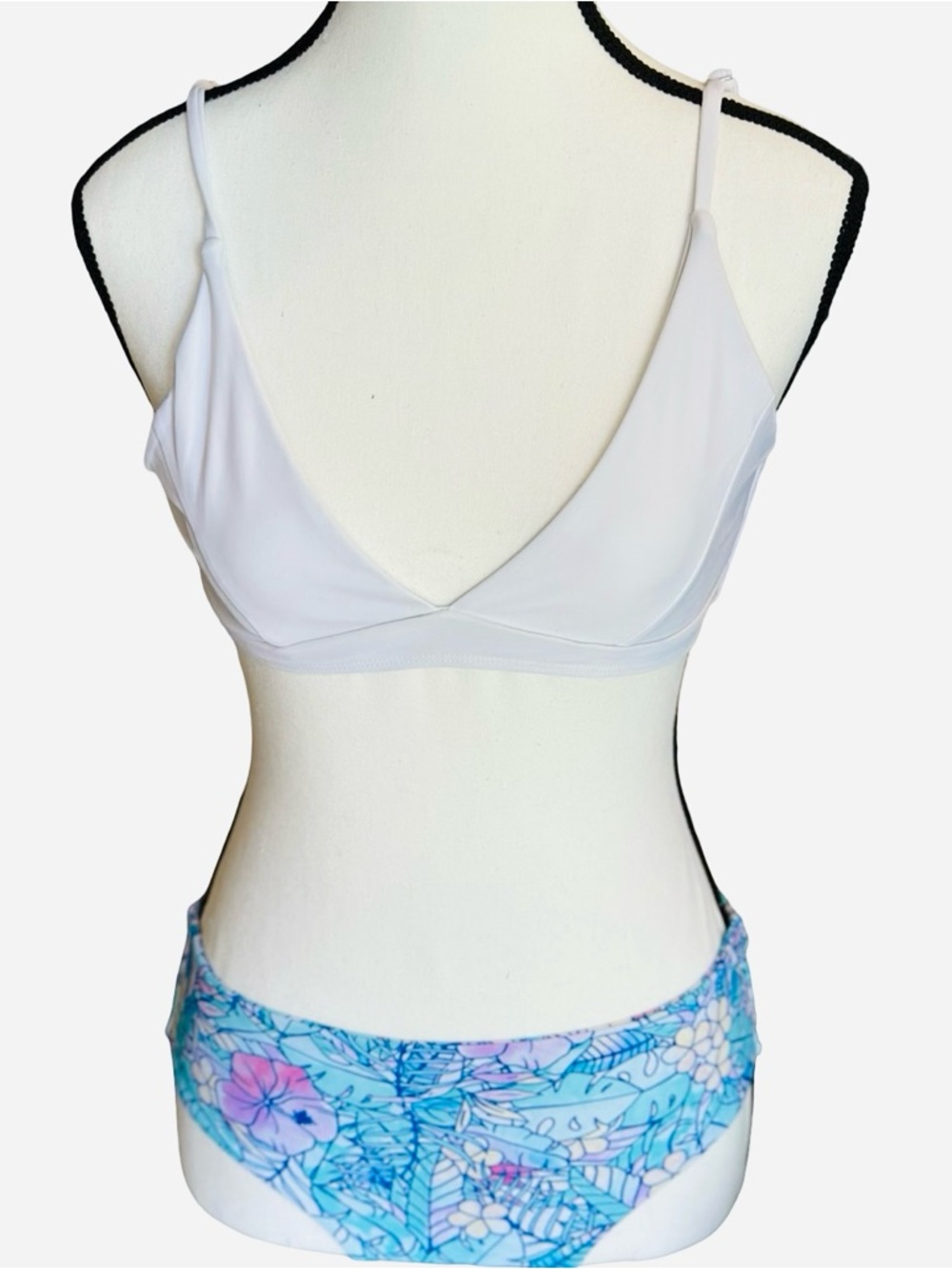 Women’s Blue Floral Cheeky Bikini Bottoms (Super Soft) - XS, New (Never Worn)